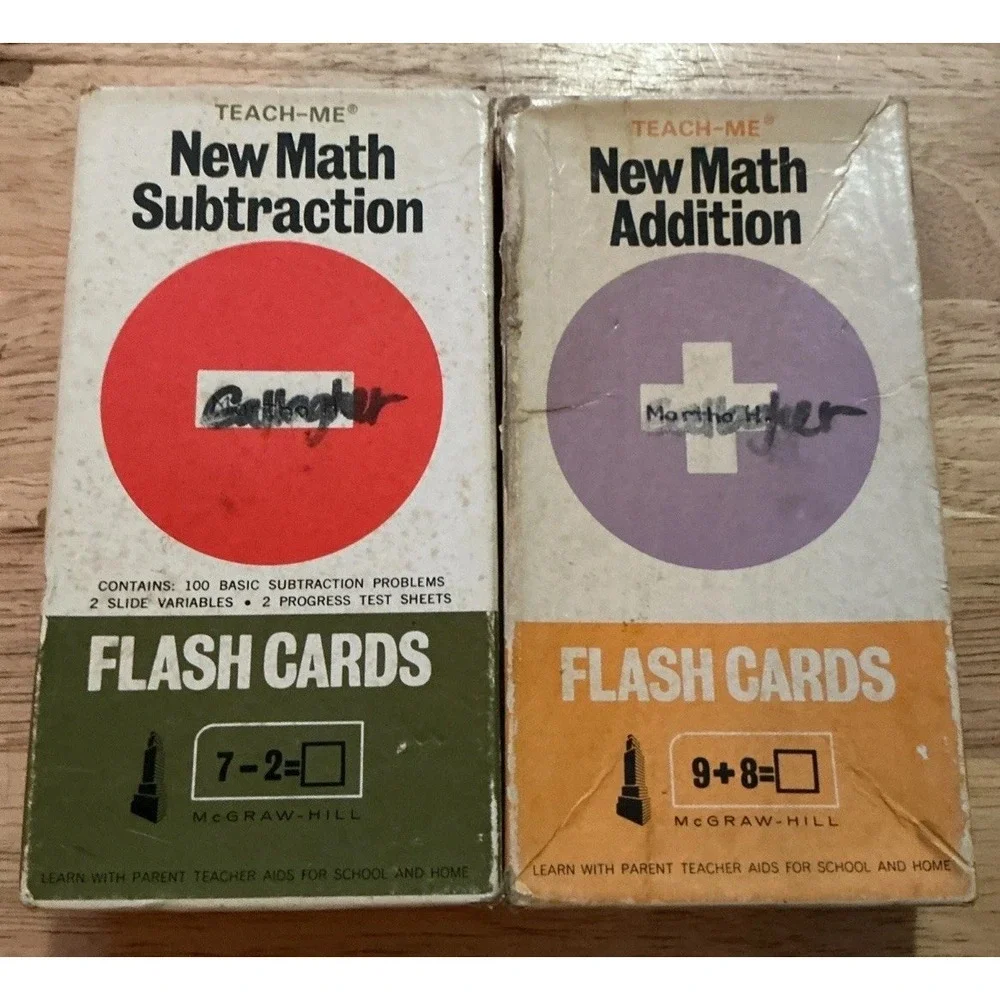 Vintage 1965 Teach Me New Math Subtraction And Addition Flash Cards